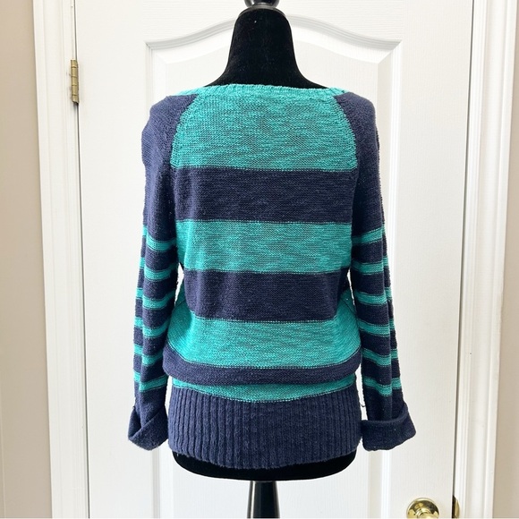 Ricki’s Striped Blue Teal Sweater Lightweight Cotton Open Weave Size Small - Picture 13 of 14